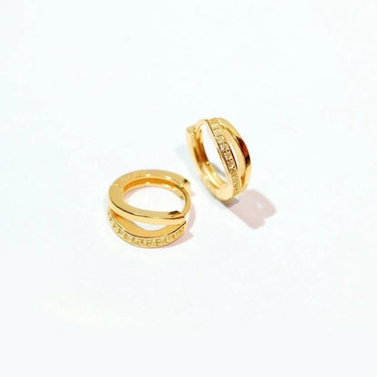 Korean Style S925 Silver Needle Personalized Geometric Double-layer Cross Circle Earrings Women's Retro Fashion Creative Earrings Ear Buckle Fashion