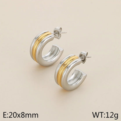 1 Pair Minimalist Solid Color Plating 304 Stainless Steel 18K Gold Plated Earrings