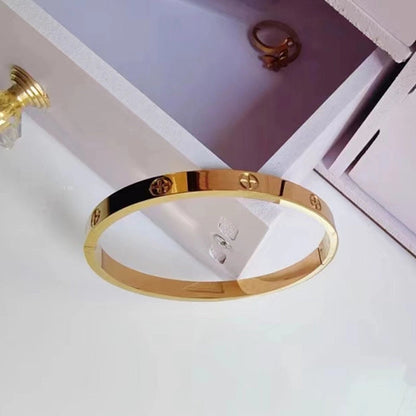 Minimalist Round 304 Stainless Steel 316 Stainless Steel 18K Gold Plated Bangle In Bulk