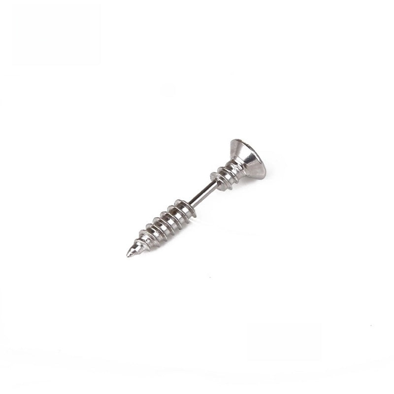 Fashion Punk Style Titanium Steel Screw Stud Earrings