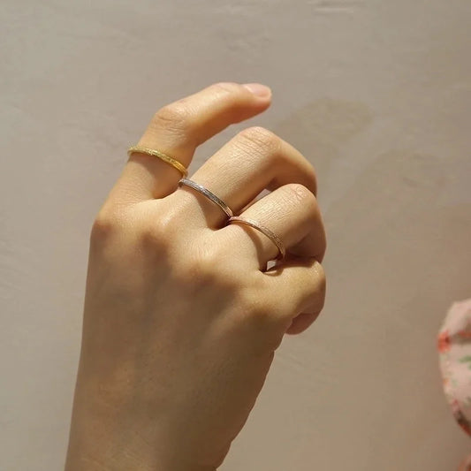 Minimalist Waves Stainless Steel Plating Rings