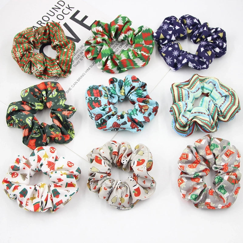 Christmas Cute Women's Color Block Rib-Knit Hair Tie