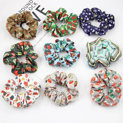 Christmas Cute Women's Color Block Rib-Knit Hair Tie