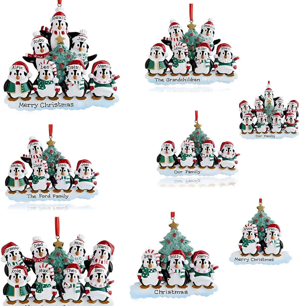 Zibi Resin Personalized Christmas Gift Christmas Pendant Cute Penguin Family Decoration