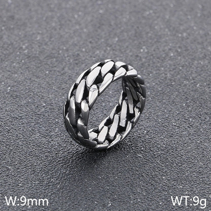 Hip-Hop Round 304 Stainless Steel 18K Gold Plated Rings