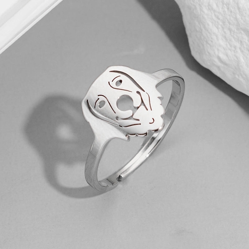 Funny Sweet Pastoral Animal 201 Stainless Steel 18K Gold Plated Polishing Adjustable Ring