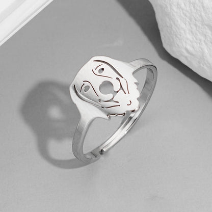 Funny Sweet Pastoral Animal 201 Stainless Steel 18K Gold Plated Polishing Adjustable Ring