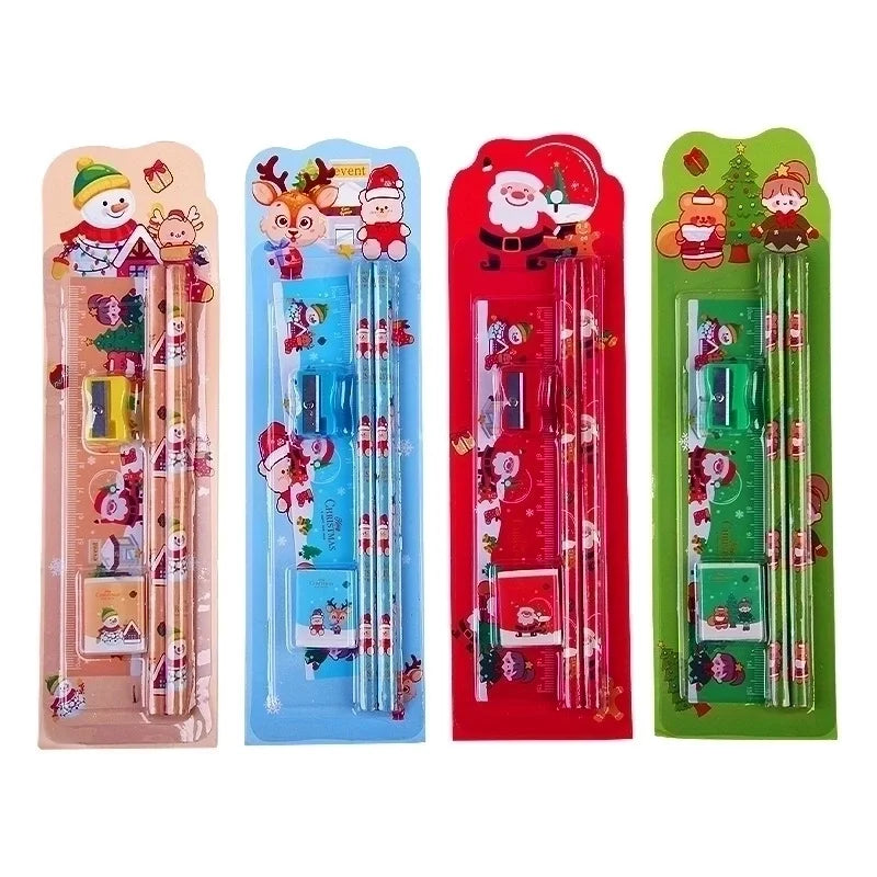 1 Set Christmas House Christmas Tree Learning Christmas Plastic Cartoon Style Stationary Sets