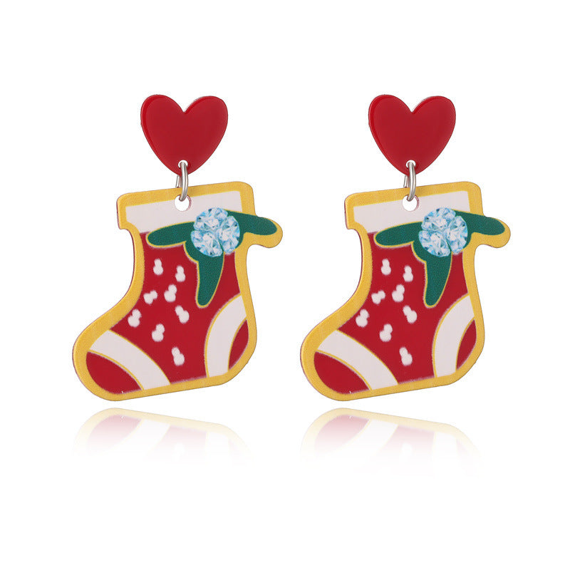 Christmas Earrings Christmas Old Man Bell Snowman Earrings Studs