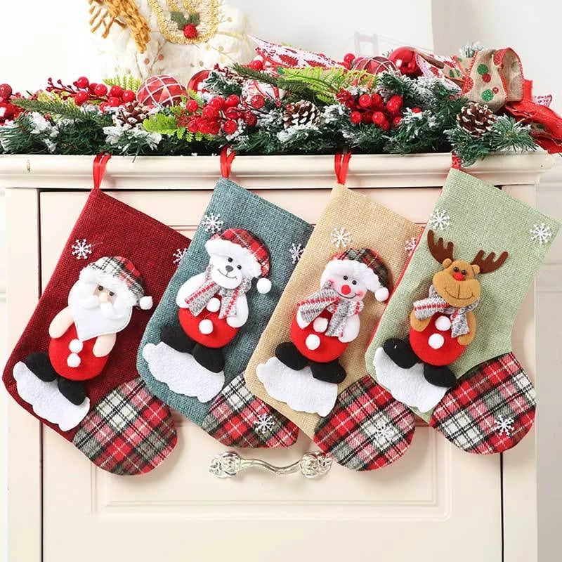 Christmas Decorations Santa Socks Claus Gift Bag Party Layout Snowman Elk Children Gift Socks Pendant