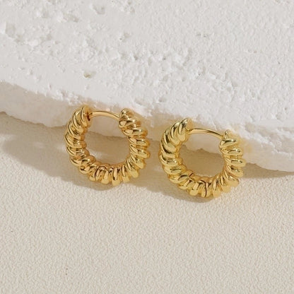 1 Pair Cute Minimalist Commute Square Plating Inlay Copper Zircon 14k Gold Plated Hoop Earrings