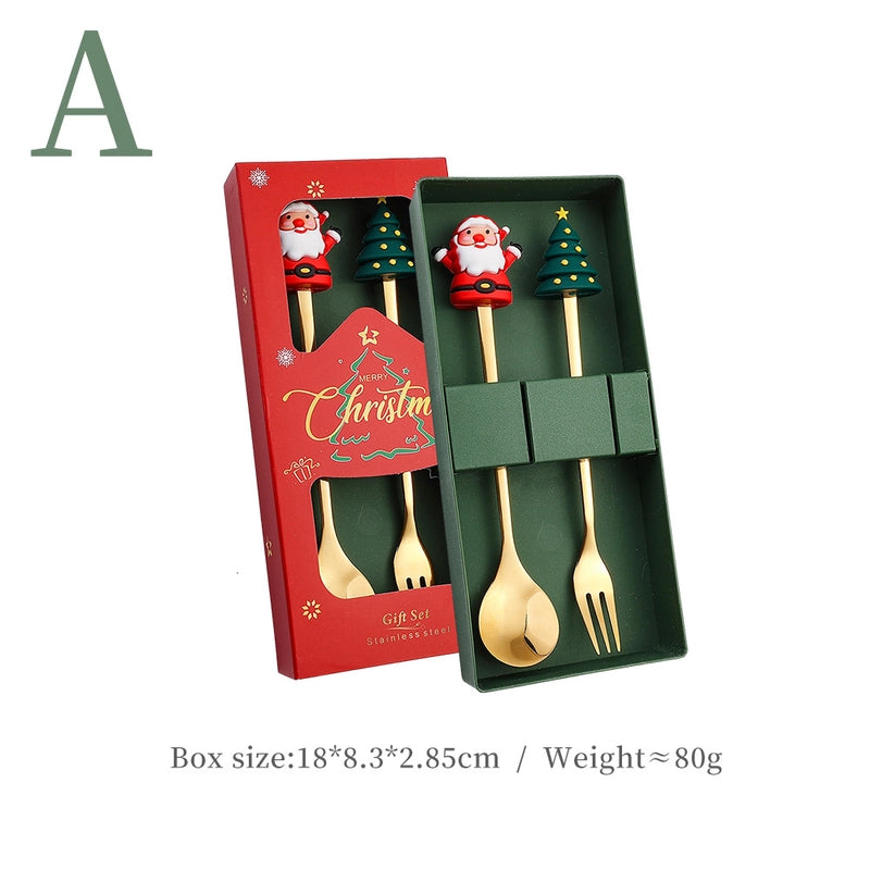 J Christmas Spoon Suit Cartoon Funny Christmas Tree Dessert Cake Spoon Creative Tableware Christmas Gift