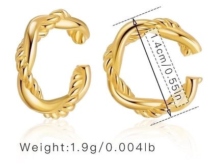 Retro Minimalist C Shape Copper Plating Inlay Zircon Ear Cuffs 1 Pair