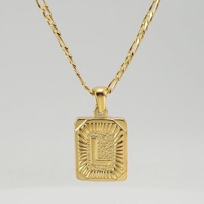 Fashion Letter Rectangle 304 Stainless Steel Titanium Steel 18K Gold Plated Gold Plated Pendant Necklace