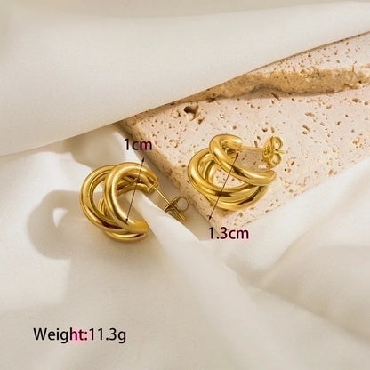 1 Pair Minimalist Classic Style C Shape Plating Stainless Steel 14k Gold Plated Ear Studs