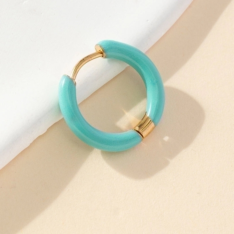 1 Piece Minimalist Solid Color Enamel Stainless Steel Earrings