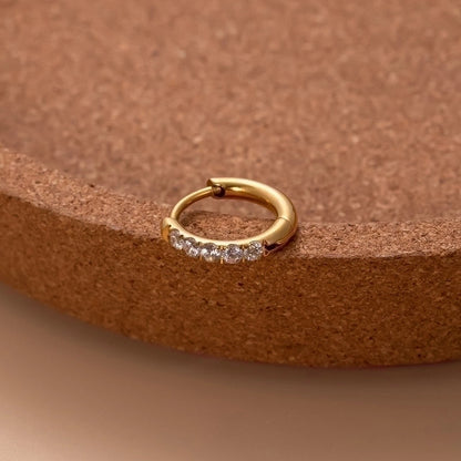 1 Piece Ear Cartilage Rings & Studs Minimalist Classic Style Shiny Round 316L Stainless Steel Plating Inlay Zircon