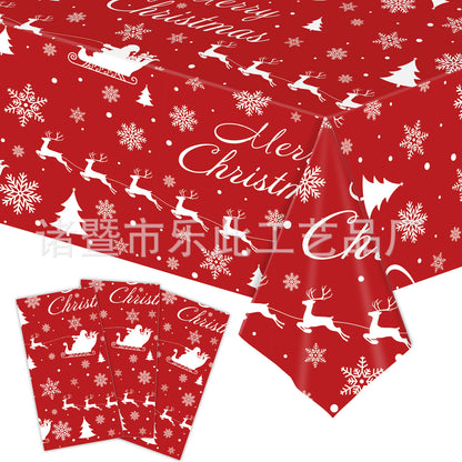 3 Pieces Christmas Tablecloth Holiday Party Tablecloth Christmas Tree Tablecloth Red And Green Christmas Theme Tablecloth Table Cover