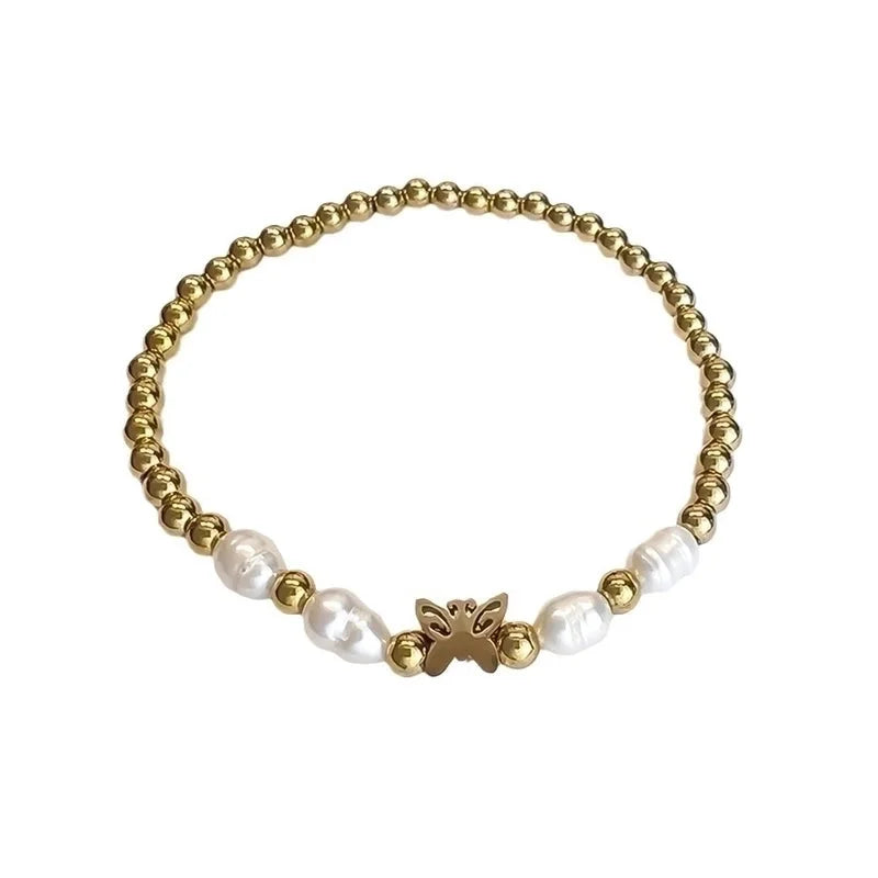 Sweet Star Heart Shape Butterfly Stainless Steel Beaded Plating Bracelets