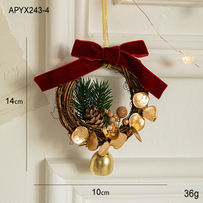 Christmas Ornaments Small Bells Velvet Bows Christmas Tree Pine Cones Scene Decoration Supplies Small Hanging Decorations