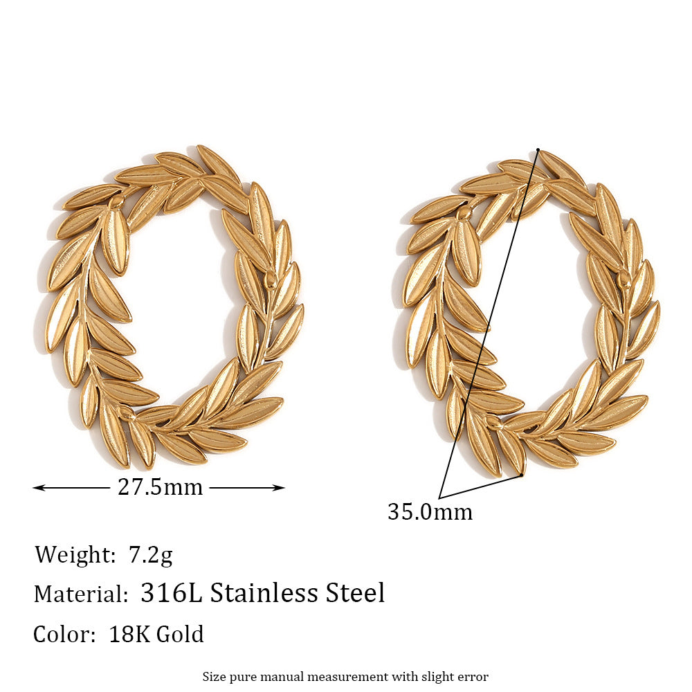 Fashion Circle Geometric Stainless Steel 18K Gold Plated Earrings