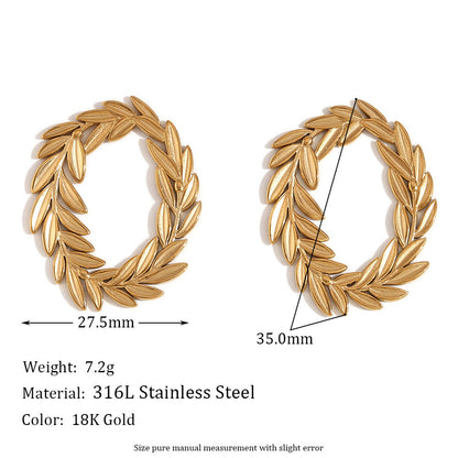 Fashion Circle Geometric Stainless Steel 18K Gold Plated Earrings