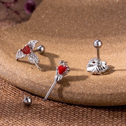 1 Piece Ear Cartilage Rings & Studs Vintage Style Bat 316L Stainless Steel Copper Plating Inlay Zircon