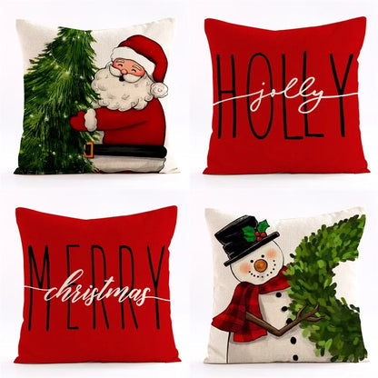 Hot Sale Christmas Printed Pillowcase Snowman Santa Claus Pillow Car Sofa Cushion Pillow