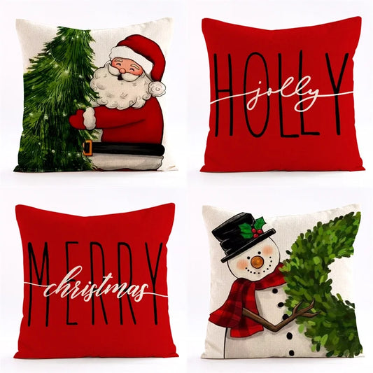 Hot Sale Christmas Printed Pillowcase Snowman Santa Claus Pillow Car Sofa Cushion Pillow