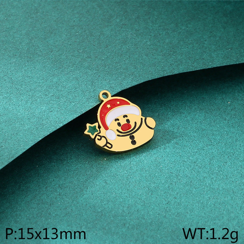 Diy Christmas Elements Oil Drop Stainless Steel Accessories Pendant Christmas Tree Santa Claus Snowman Reindeer
