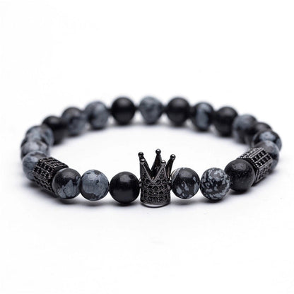 Fashion Frosted Natural Stone Crown Bracelets