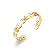 Cute Rabbit Chinese Character Titanium Steel Zircon 18K Gold Plated Inlay Open Ring