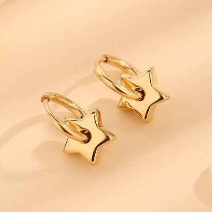 1 Pair Casual Elegant Minimalist Star Polishing Plating Titanium Steel 18K Gold Plated Earrings