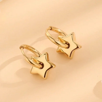 1 Pair Casual Elegant Minimalist Star Polishing Plating Titanium Steel 18K Gold Plated Earrings