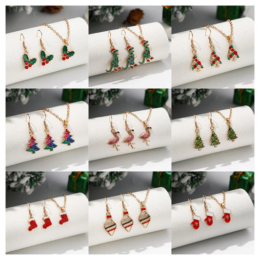 5 Sets Hot Sale Christmas Gift Snowflake Socks Snowman Christmas Tree Jewelry Holiday Set