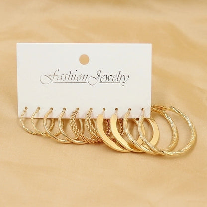 1 Set Minimalist Circle Heart Shape Butterfly Metal Plating Inlay Pearl Women\'s Earrings