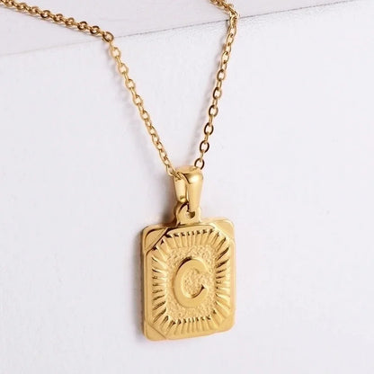 304 Stainless Steel 18K Gold Plated Minimalist Plating Letter No Inlaid Pendant Necklace
