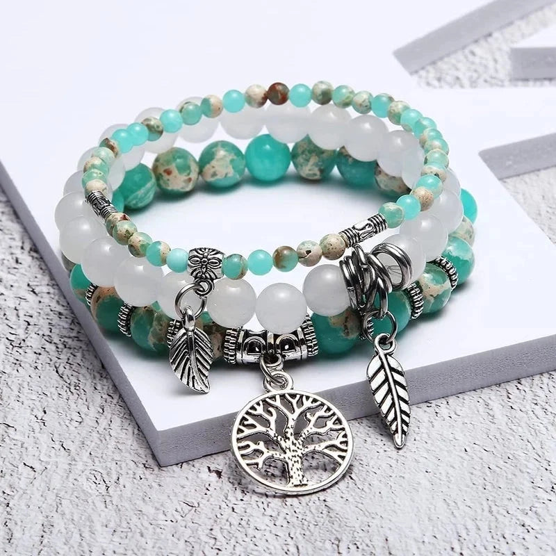 1 Piece Minimalist Leaf Alloy Natural Stone Plating Bracelets
