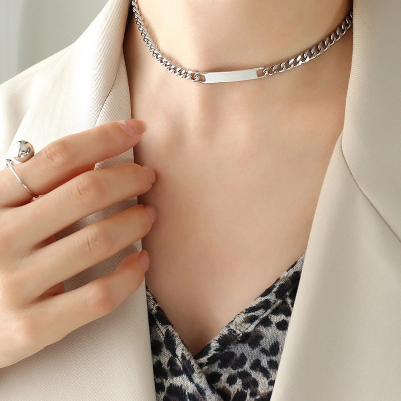 Hip-Hop Solid Color 304 Stainless Steel 18K Gold Plated Bracelets Necklace