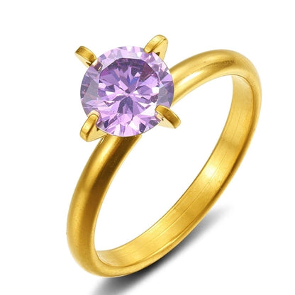 Elegant Solid Color Titanium Steel Inlay Zircon Rings