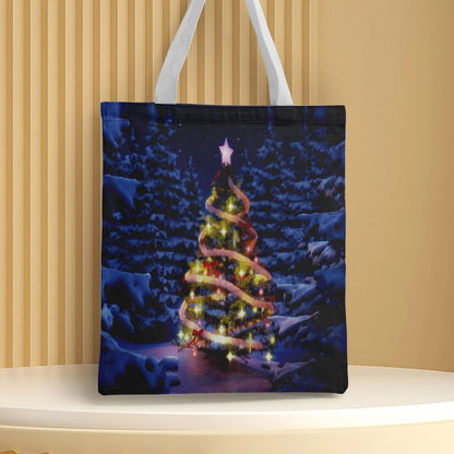 Christmas Unisex Polyester Christmas House Christmas Tree Santa Claus Cute Square Open Handbag