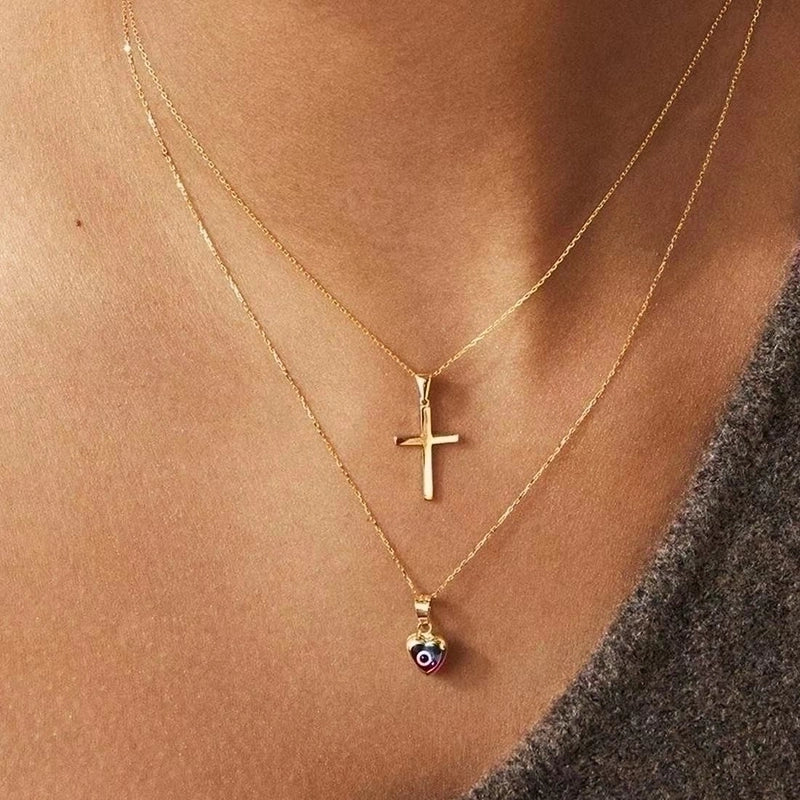 Retro Heart Shape Eye Stainless Steel Enamel Plating Pendant Necklace 1 Piece