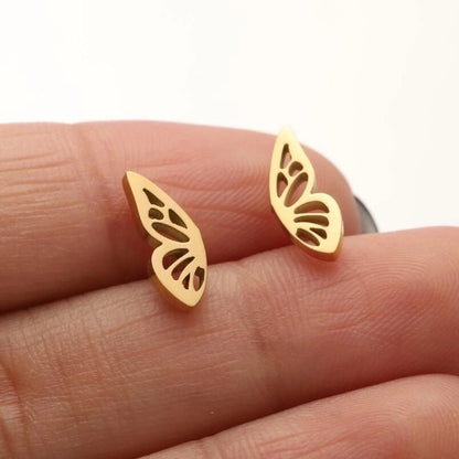 1 Pair Minimalist Butterfly Plating Hollow Out 304 Stainless Steel 18K Gold Plated Ear Studs