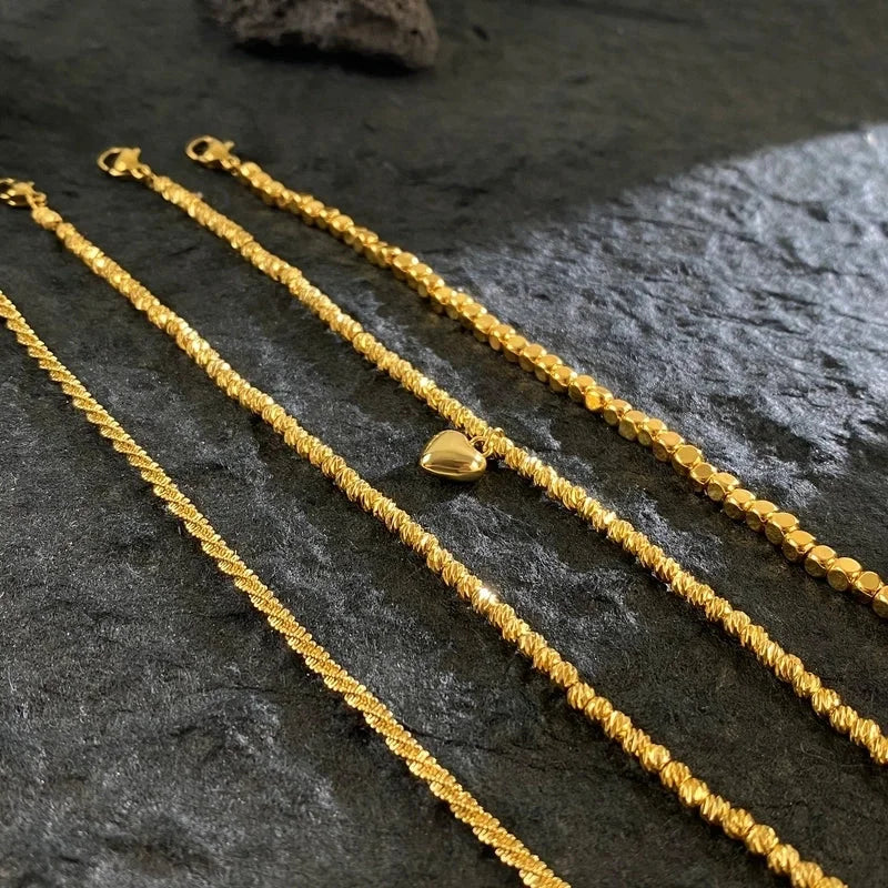 Minimalist Heart Shape Solid Color Titanium Steel 18K Gold Plated Bracelets In Bulk