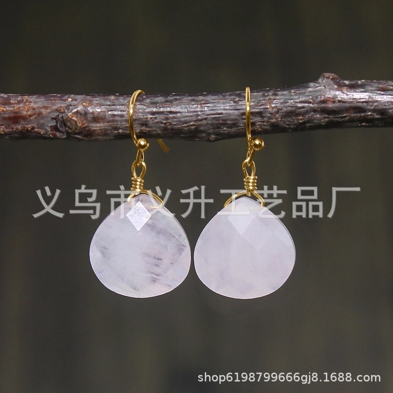 1 Pair Classic Style Water Droplets Patchwork Agate Drop Earrings