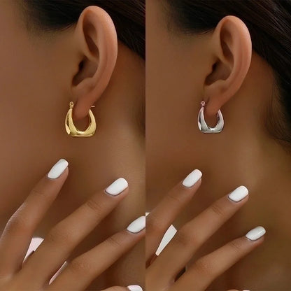 1 Pair Basic Vintage Style U Shape Plating 201 Stainless Steel 18K Gold Plated Hoop Earrings