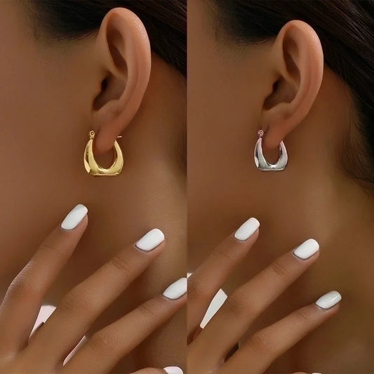 1 Pair Basic Vintage Style U Shape Plating 201 Stainless Steel 18K Gold Plated Hoop Earrings
