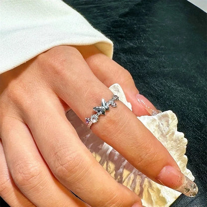 Elegant Vintage Style Geometric Butterfly 304 Stainless Steel Plating Open Rings