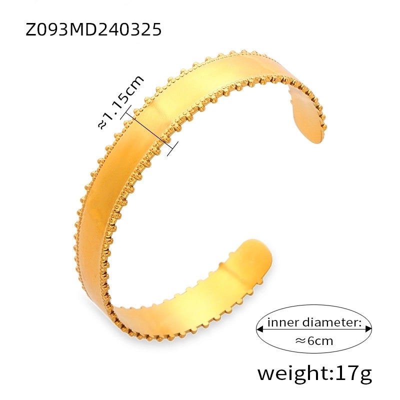 Casual Minimalist Streetwear Round Spray Ball Titanium Steel 18K Gold Plated Artificial Pearls Rhinestones Bangle In Bulk