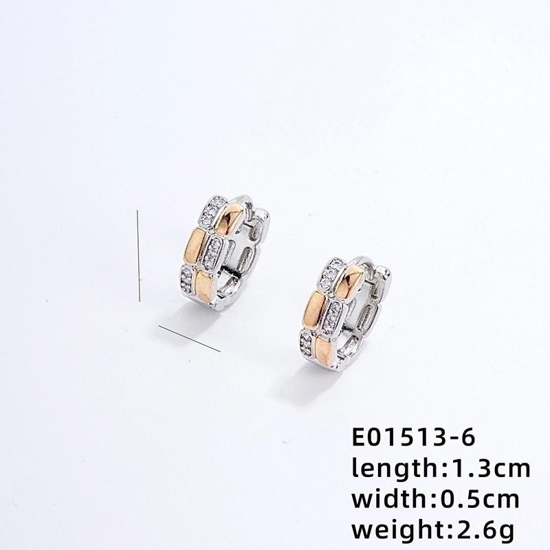 1 Pair Minimalist Commute Color Block Three-dimensional Inlay Copper Zircon Gold Plated Silver Plated Earrings